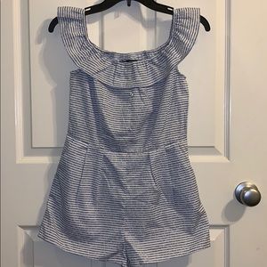blue striped romper